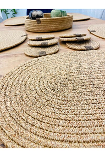 ModaCardin 13 Piece Jute Wicker Oval Charger - American Serving Under Cup and Basket
