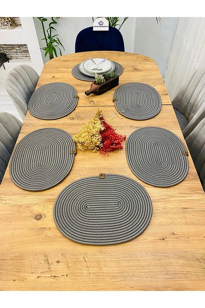 ModaCardin 6-Piece American Service Jute Wicker Oval Charger Set