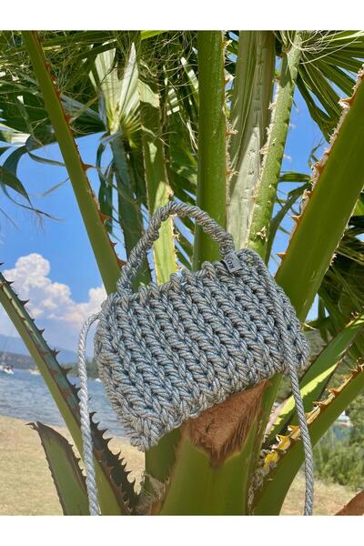 Rosespino Örgü El Çantası-Gümüş Rengi