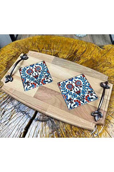 Çini Evi Wooden Tray - Vegetable Pattern