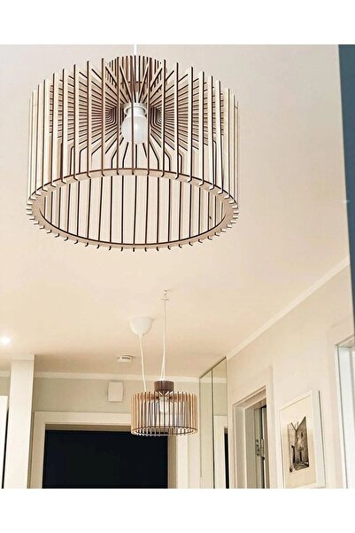 Ferisa Home Ahşap Vintage Rustik Banyo Mutfak Salon Avizesi