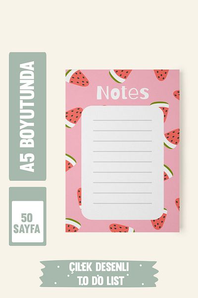 Srctech Strawberry Patterned To Do List 50 Sheets A5 Size