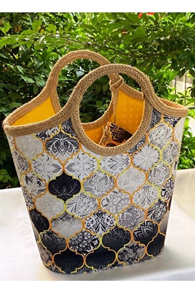 çanta tasarımcısı Moroccon Gray Jute Straw Beach Bag