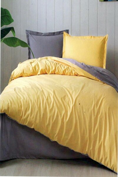 Özdilek Çift Kişilik ( Çarşafı Lastikli ) Nevresim Takımı Hardal Antrasit