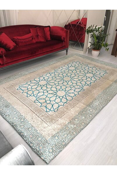 EYPRICH Κάλυμμα χαλιού 6 M2 Blue Tile Model Silk Velvet - 200x300 Elastic