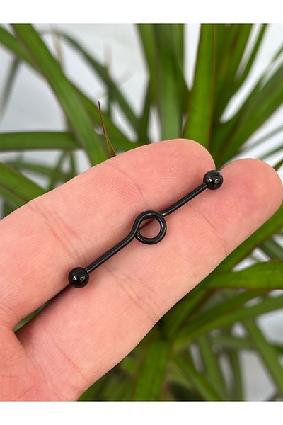 Karınca Piercing Black Color Industrial Ear Bridge Piercing