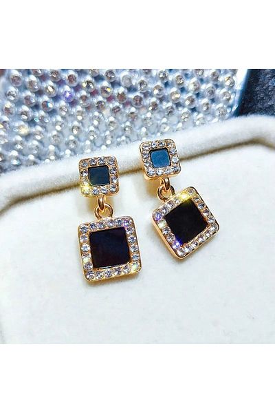 MODAMAYS Jewelled Black Earrings
