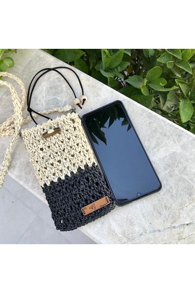 By G Tasarım Two Color Straw Mini Bag / Phone Bag
