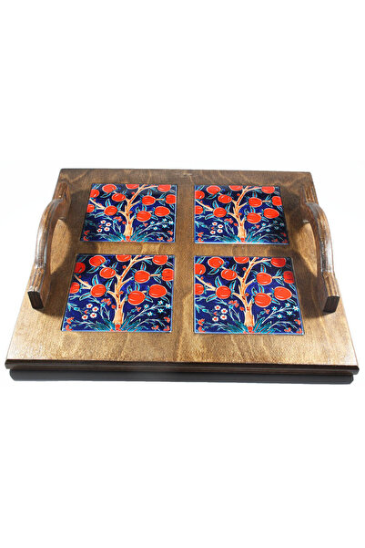 Çini Evi Tree of Life Patterned Tray - Wooden