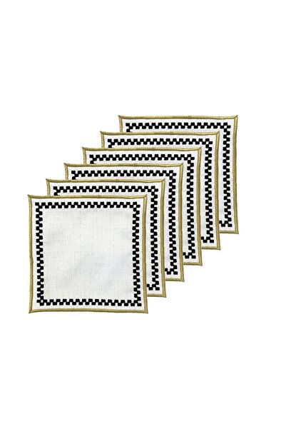 ARTER Home Damalı Siyah Zigzag Kokteyl Peçetesi 6'lı