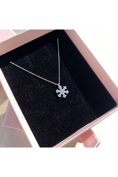 Lovera Jewellery 925 Ayar Gümüş Kar Tanesi Kolye | Kadın Zarif Hediyelik Takı Şık Doğum Günü Hediyesi