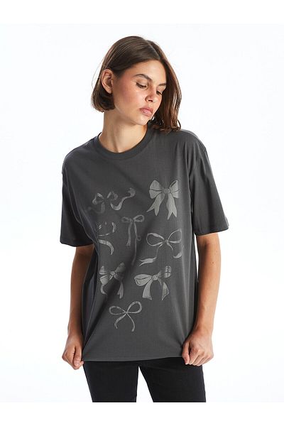 LC Waikiki LCW Oversize Women's T-Shirt - Crew Neck, Printed, Short Sleeve