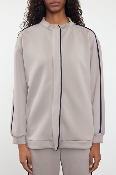 Trendyol Modest Βιζόν Scuba Quality Comfort Πλεκτό Σετ Παντελόνι Πλεκτό Κάτω-Επάνω TCTAW24US00084