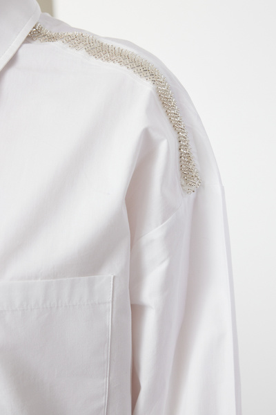 Trendyol Collection Oversize White Stone részletes ing - TWOAW25GO00062