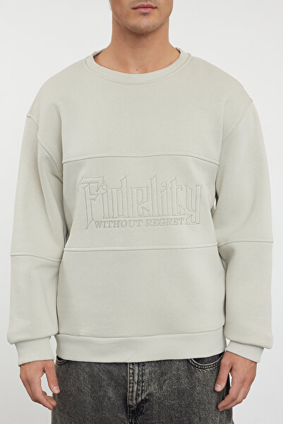 Trendyol Collection Φούτερ με φλις κεντημένο oversize - TMNAW25SW00086