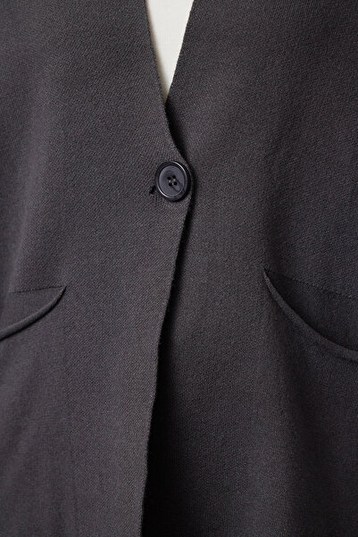 Trendyol Collection Anthracite Premium Knitwear Cardigan - Special Yarn Twoaw25Hi00047