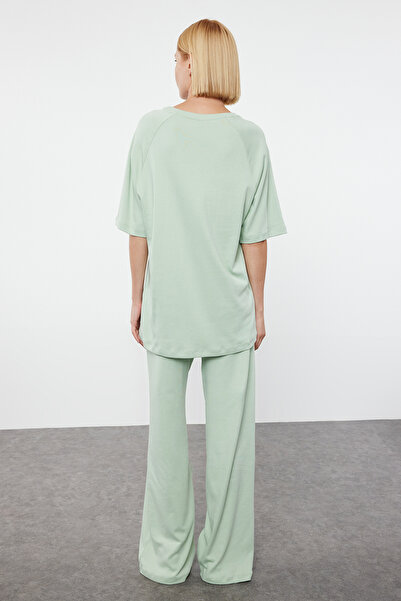 Trendyol Collection Mint Comfortable Fit - Wide Leg Blouse and Trousers Set TWOAW25AU00080