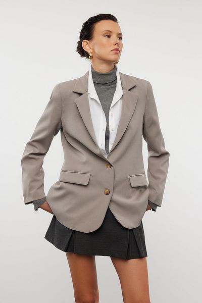 Trendyol Collection Mink Regular Lined Buttoned Woven Blazer Jacket Twoaw22Ce0046