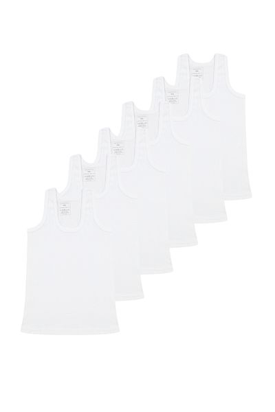 TRENDYOLKIDS Set of 6 Unisex White Knitted Undershirt - 100% Cotton Tkdaw25Al00000
