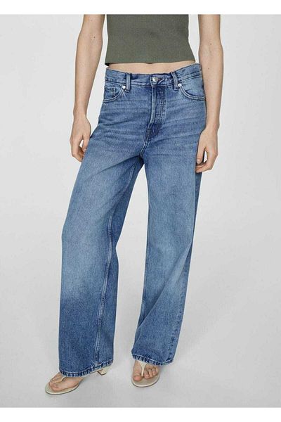 MANGO Woman Pantaloni de jeans cu talie lată