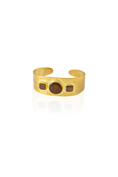 Design by Kadir Kadir Jewellery 22 Ayar Altın Kaplama El Işçiliği Zirkon Taşlı Kadın Kelepçe Bilezik