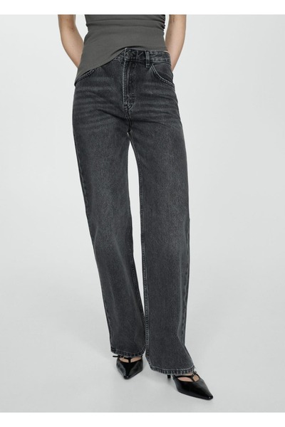 MANGO Woman Orta bel düz kesim jean