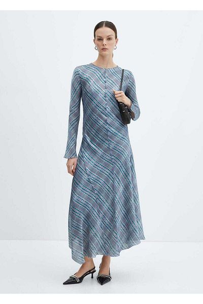 MANGO Woman Rochie din satin cu carouri