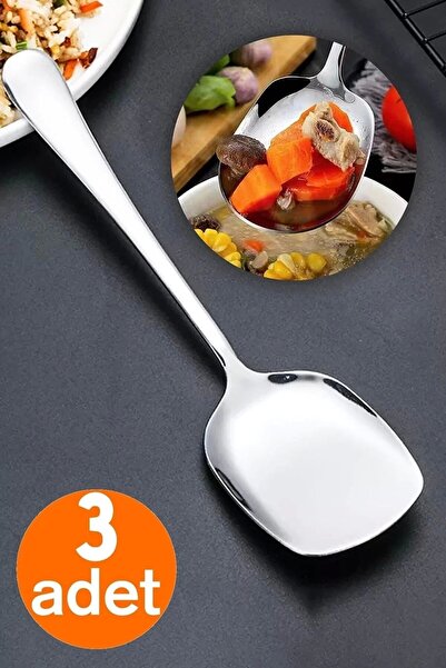 Maridet Set of 3 Stainless Steel Serving Spoons - Luxury for Salad, Pastry, Cake, Oven, Chicken and Potatoes