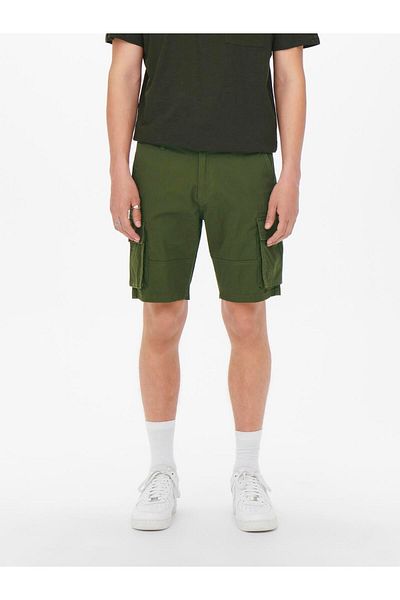 Only & Sons Onscam Stage 6689 Model Men's Jeans and Canvas Cargo Shorts - Olive Nigh