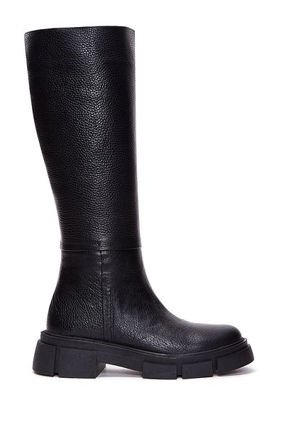 Derimod Black Leather Women's Boots - Zippered, 23wfd1321ft