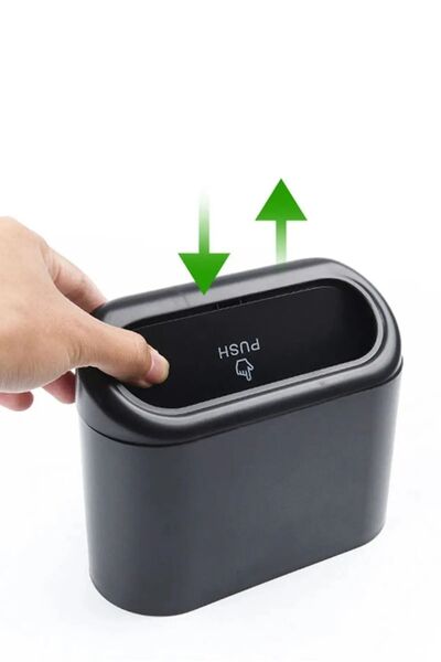 Luti Concept Auto Accessory Car Trash Can Portable In-Car Portable Lid Organizer Dustbin Black