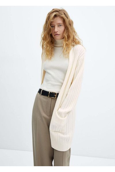 MANGO Woman Ribbed Long Cardigan