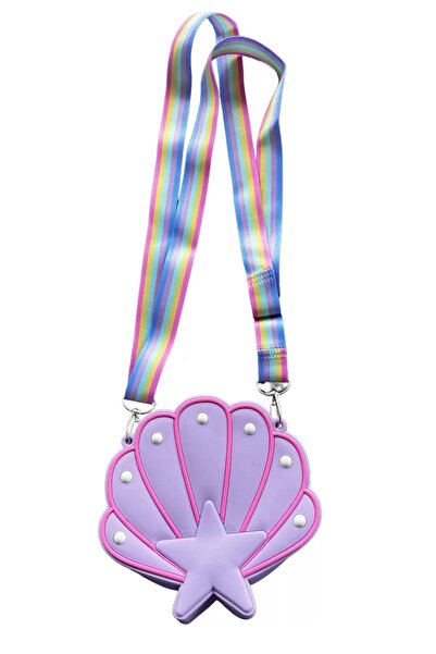 TAKIŞTIR Mor Renk Deniz Kabuğu Figürlü Silikon Çocuk Çanta