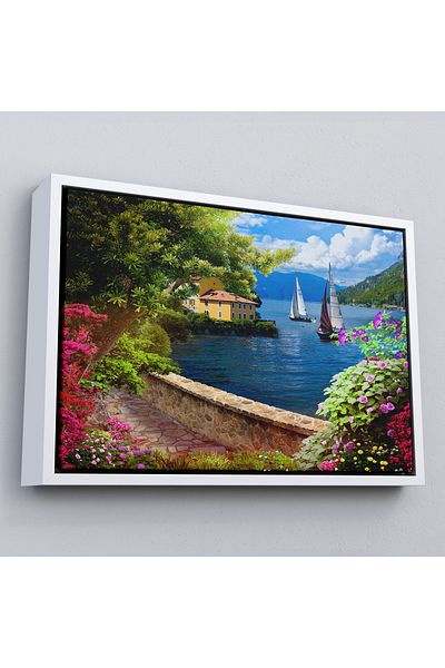Harita Sepeti Pictură pe perete cu calea florală cu cadru pe mare-3606