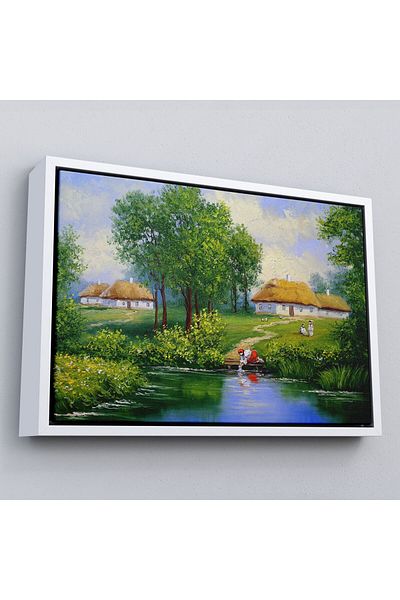 Harita Sepeti Pictură în ulei de femeie care umple apă din râu într-un cadru Pictură decorativă pe pânză de perete-3551