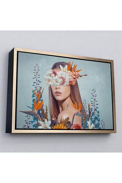 Harita Sepeti Frumoasa femeie în rame Portret în interiorul florilor Pictură pe pânză-5023