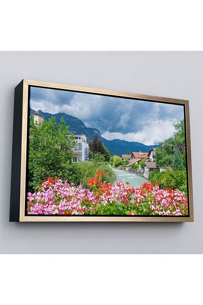 Harita Sepeti Σκελετός Γερμανίας Garmich-Partenkirche De A Beautiful River Landscape Ζωγραφική τοίχου-3466
