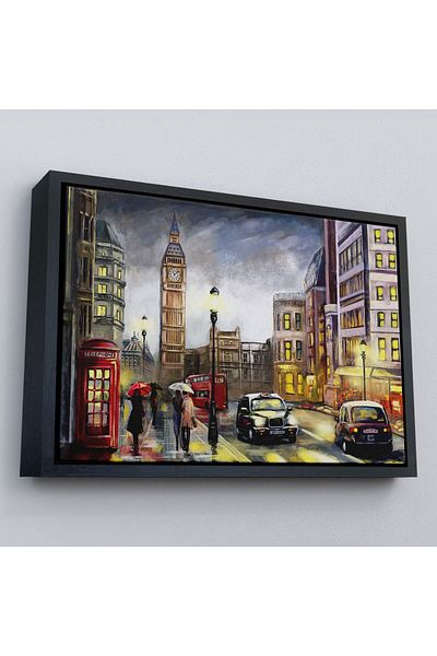 Harita Sepeti În cadru Anglia Londra Da Night Pictură în ulei Vedere Decorativă Tablo-3542