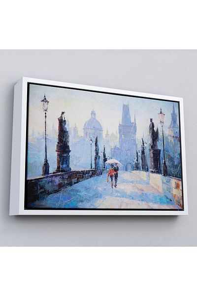 Harita Sepeti O pereche de iubitori sub un umbrelă într-un cadru Pictură murală pe pânză-1187