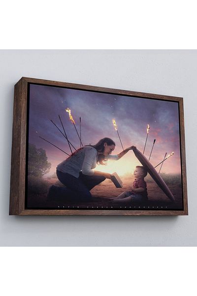 Harita Sepeti Рамкирана картина на майка, защитаваща детето си със знания, плакат на библиотеката - 5411