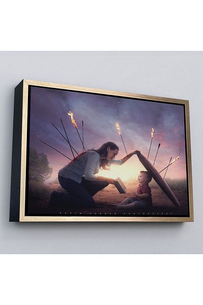 Harita Sepeti Рамкирана картина на майка, защитаваща детето си със знания, плакат на библиотеката - 5411