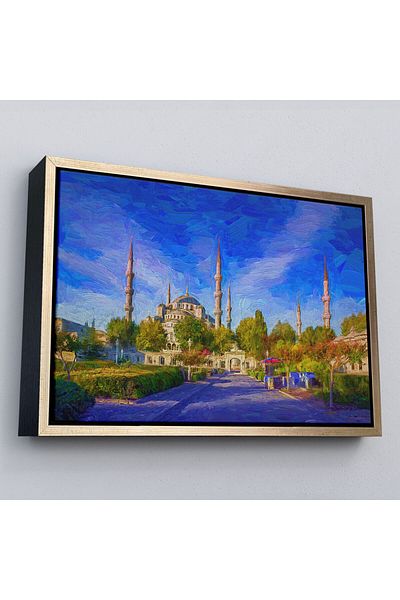 Harita Sepeti Ελαιογραφία με κορνίζα Sultan Ahmet Mosque Εμφάνιση ζωγραφική σε καμβά-3694
