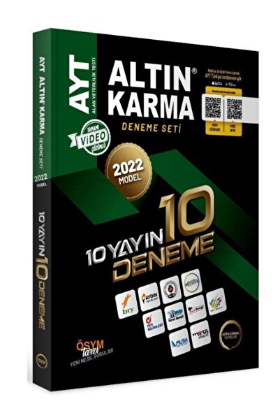 KR Akademi Yayınları Altın Karma 2022 Ayt 10 Farklı Yayın 10 Deneme Seti (202...