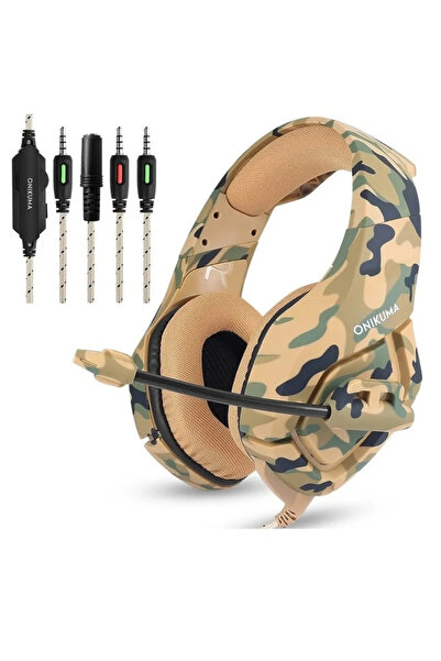 Aksesuarcı Gaming Profesyonel Oyuncu Kulaklığı RGB 3.5mm, Kamuflaj Desenli Ga...
