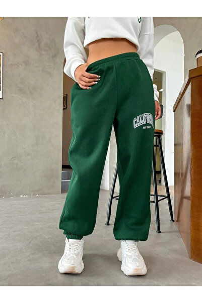 CAST COLLECTİON Πράσινο γυναικείο φούτερ με γράμματα της Καλιφόρνιας