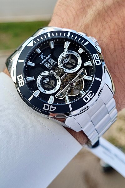 Daniel Klein Kadranı Siyah Kordonu Gri Renk Otomatik Takvimli Ayarlanabilir K...