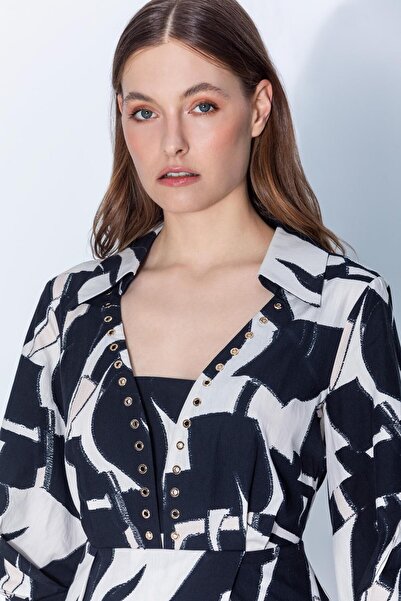 KAMEYA KUŞ GÖZÜ DETAYLI MİNİ ELBİSE 24S40412