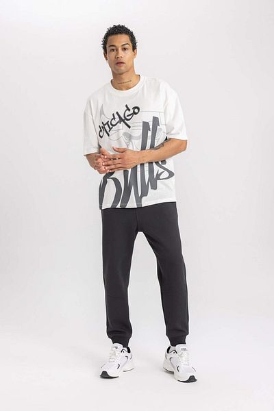 DeFacto Fit Nba Chicago Bulls Boxy Fit Crew Neck 100% βαμβακερό T-shirt