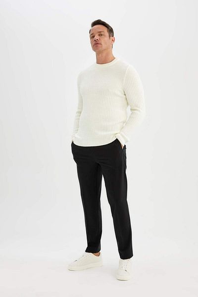 DeFacto Standard-Passform, normaler Schnitt, Rundhalsausschnitt, Jacquard-Strickpullover, A5234ax23wn