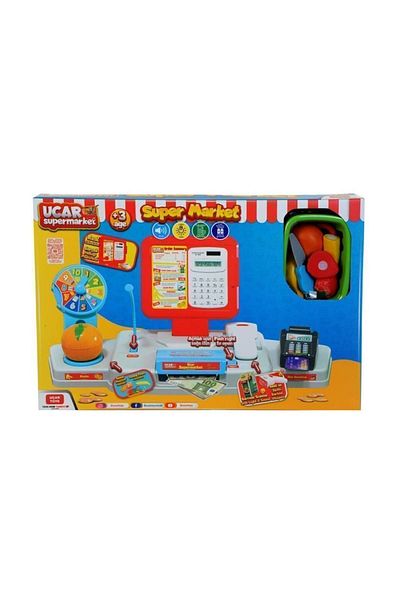 Uçar Oyuncak Supermarket with Barcode Reader and Weighing Scale POS Machine and Cash Register for Fruit Cutting